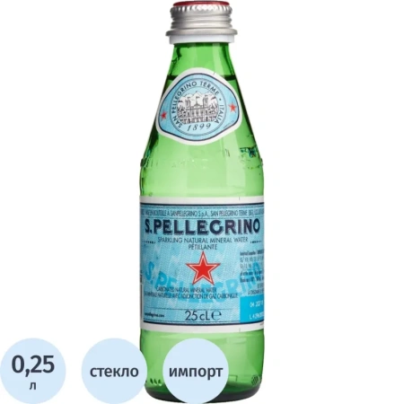 Вода минеральная S.Pellegrino столовая газированная 0.25 л