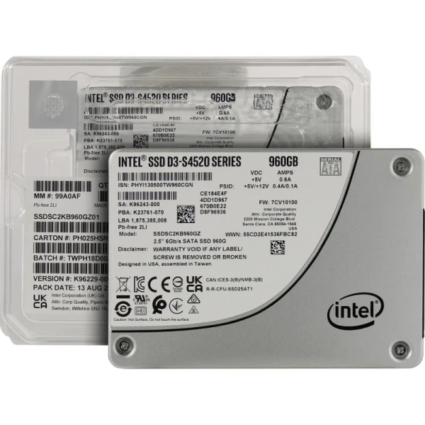 SSD накопитель Intel DC D3-S4520 960 ГБ (SSDSC2KB960GZ01)