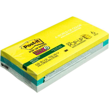 Стикеры Post-it Super Sticky 76x76 мм Z-сложения 3 цвета неоновые 6 блоков по 90 листов