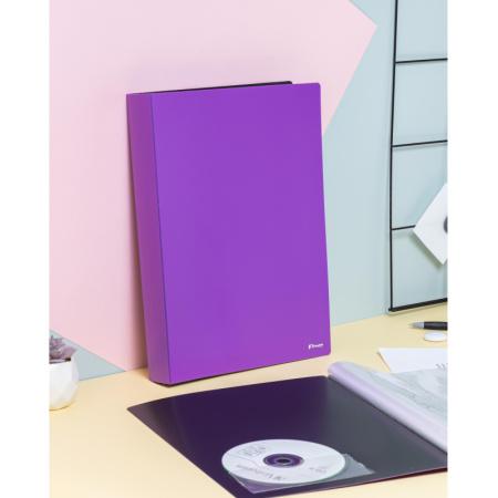 Папка файловая на 60 файлов Комус A4 25 мм сиреневая с внутренним карманом (толщина обложки 0.8 мм)