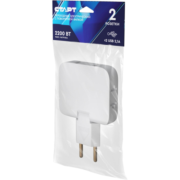 Разветвитель Старт С/А SA1/2 2USB 10/480 2 розетки + USB