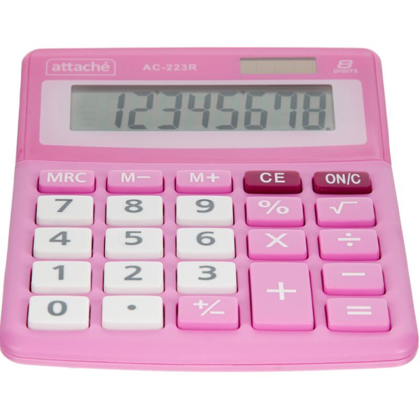 Калькулятор настольный Attache AС-223R 8-разрядный розовый/белый  134x107x34 мм