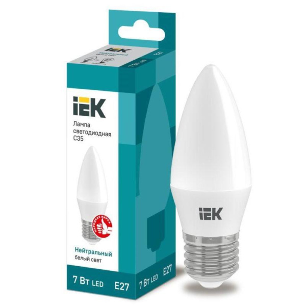 Лампа светодиодная IEK ECO C 7Вт E27 4000К 630Лм 230В  LLE-C35-7-230-40-E27