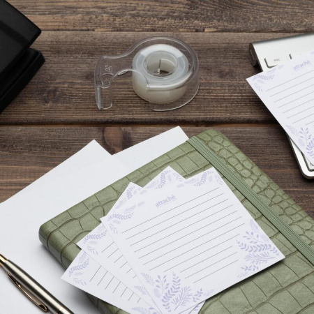 Блок для записей Attache Selection Флора 90x90x50 мм белый/фиолетовый непроклеенный плотность 100 г/кв.м