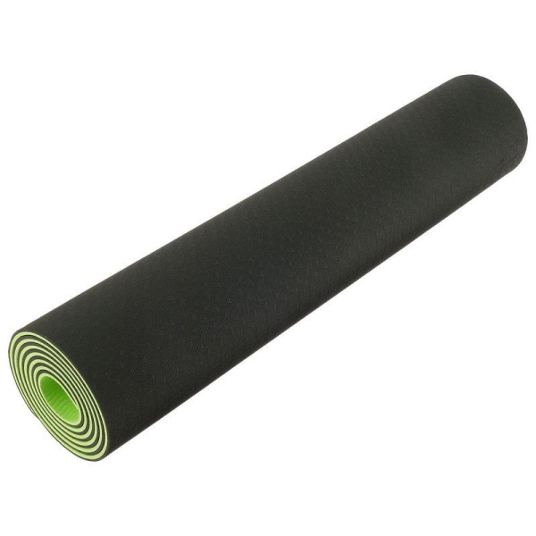 Коврик для фитнеса и йоги 183х61х0.6 см зеленый/черный