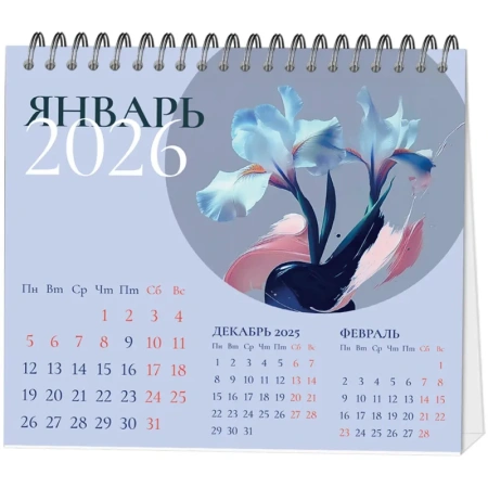 Календарь-домик настольный 2026 Цветы 12x11 см