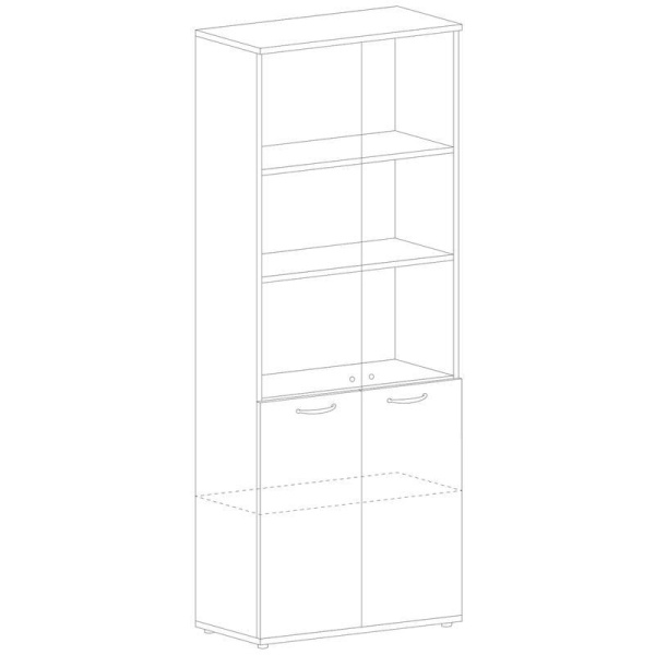 Шкаф для документов Unica со стеклом (бук/серый, 802x432x1975 мм)