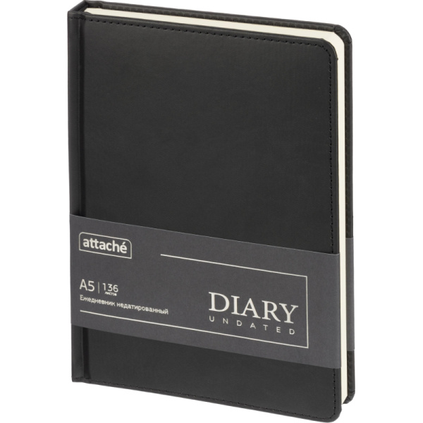Ежедневник недатированный Attache Classic искусственная кожа тиснение А5  136 листов чёрный