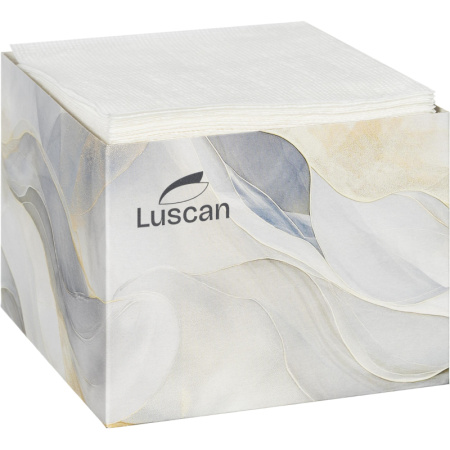 Салфетки бумажные Luscan 1-слойные 24x24 см белые (4 пачки по 100  листов+спендер)