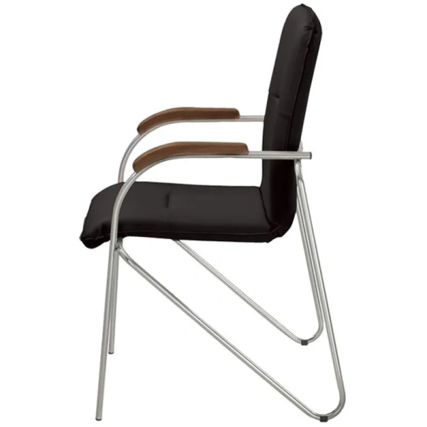 Конференц-кресло Easy Chair Samba черный/темный орех (искусственная  кожа, металл хромированный)