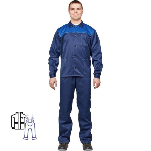 Костюм рабочий летний мужской л16-КПК синий/васильковый (размер 52-54, рост 170-176)
