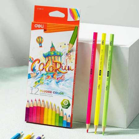 Карандаши цветные Deli 12 цветов шестигранные (EC128-12)