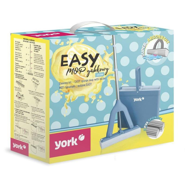 Комплект для уборки York Easy (швабра, ведро, 2 запасные насадки)