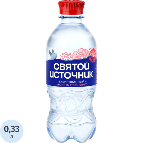 Вода питьевая Святой источник газированная со вкусом малины и грейпфрута  0.33 л