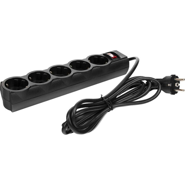 Сетевой фильтр CBR CSF 2505-5.0 Black PC на 5 розеток 5 метров