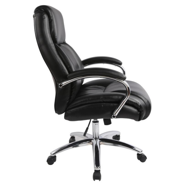 Кресло для руководителя Easy Chair 585 TR черное (рециклированная кожа/хромированный металл)
