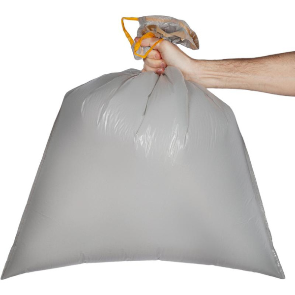 Мешки для мусора на 70 л с завязками Ромашка серые (ПВД, 35 мкм, в  рулоне 10 штук, 65х74 см)