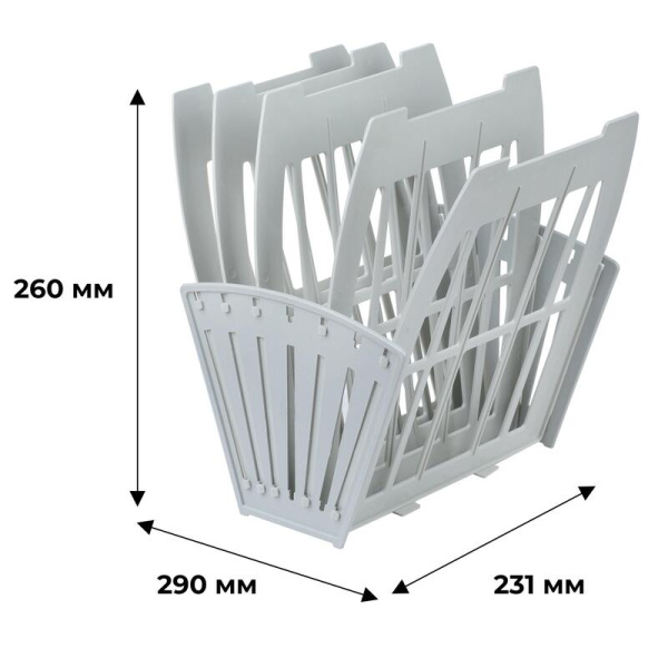 Лоток вертикальный веерный 231 мм Attache пластиковый серый 4 отделения
