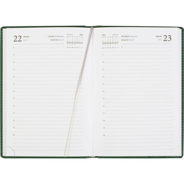 Ежедневник датированный 2022 год Attache Вива искусственная кожа А5 176  листов зеленый (148х218 мм)
