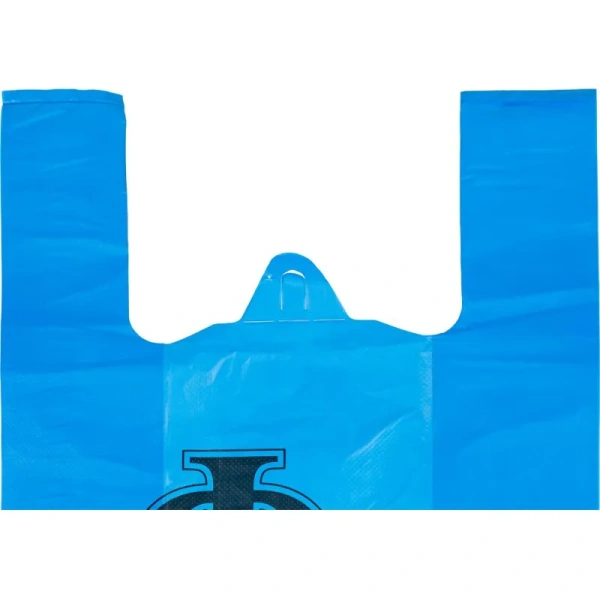 Пакет-майка ПНД 25 мкм синий (30+16x55 см, 100 штук в упаковке)