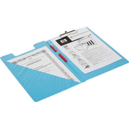 Папка-планшет с зажимом Attache Bright colours A4 голубая с выдвижным подвесом