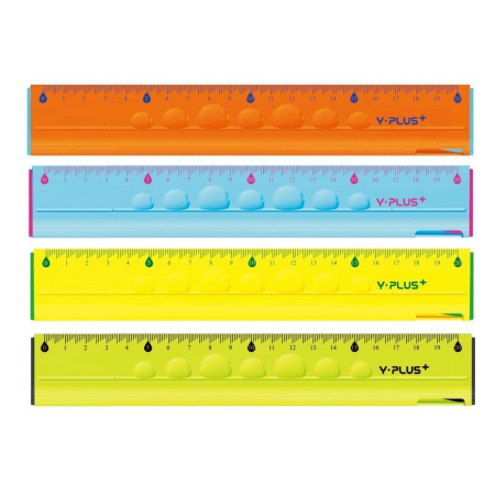 Линейка Y-Plus 4 в 1 пластиковая 20 см (в ассортименте)