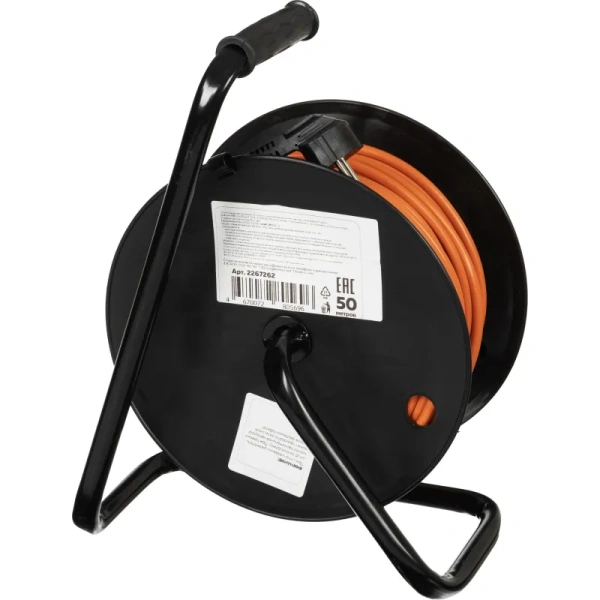 Удлинитель на катушке TOPFORT ПВС 3х2.5 кв.мм 50 м 16 А с заземлением 4  розетки (TEH303-189)