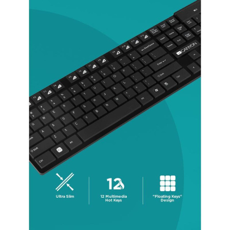 Клавиатура беспроводная Canyon CNS-HKBW2-RU Клавиатура беспроводная Canyon CNS-HKBW2-RU