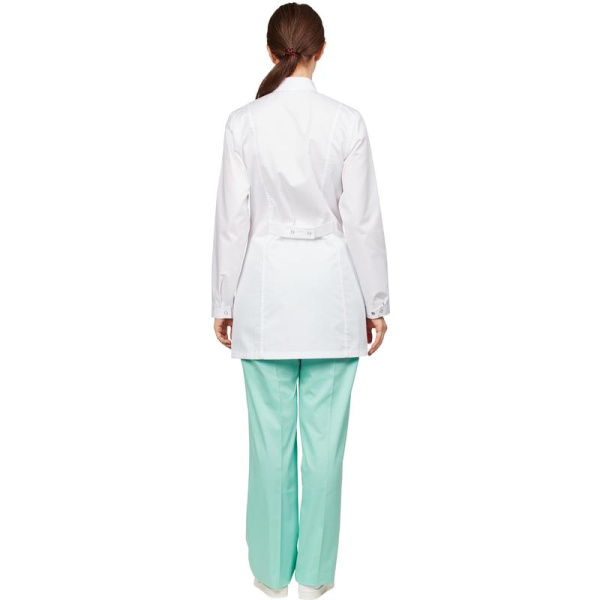 Блуза медицинская женская удлиненная м13-БЛ с длинным рукавом белая  (размер 52-54, рост 158-164)
