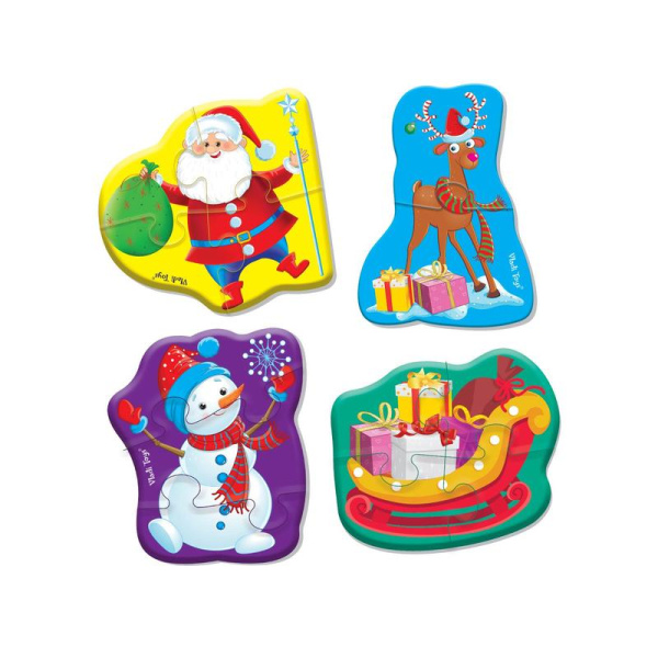 Пазл мягкий Vladi Toys Baby puzzle Новогодние приключения 13 элементов  (4 штуки в упаковке)