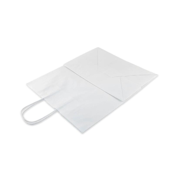 Крафт-пакет бумажный белый с кручеными ручками 32x20x37 см 80 г/кв.м  биоразлагаемый (200 штук в упаковке)