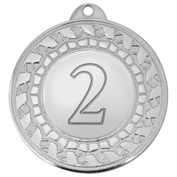 Медаль призовая 2 место 45 мм серебристая
