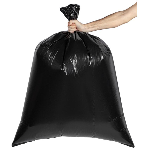 Мешки для мусора на 240 л Ромашка черные (ПВД, 38 мкм, в рулоне 10 штук,  90х130 см)