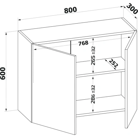 Шкаф настенный Сокол ПН-08 (белый, 800x300x600 мм)