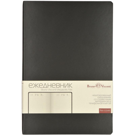 Ежедневник недатированный Bruno Visconti Megapolis Flex искусственная кожа A5 136 листов черный (140х210 мм) (артикул производителя 3-531/04)