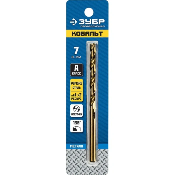 Сверло спиральное по металлу Зубр Кобальт 7х109 мм (29626-7)
