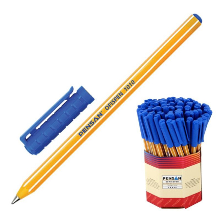 Ручка шариковая неавтоматическая одноразовая Pensan Offis Pen 1010 синяя  (толщина линии 0.7 мм)