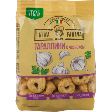 Сушки Nina Farina Тараллини с чесноком 180 г