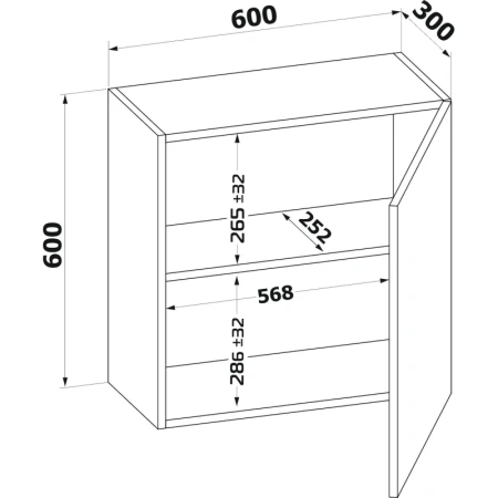 Шкаф настенный Сокол ПН-06 (дуб сонома, 600x300x600 мм)