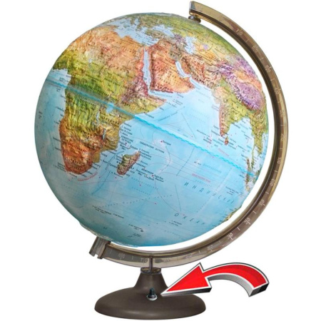 Глобус физико-политический рельефный с подсветкой от батареек Глобусный мир 420 мм