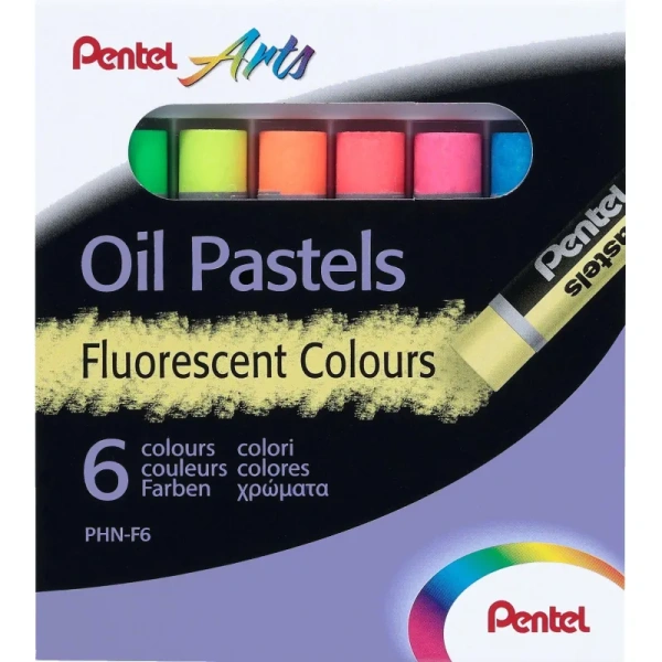Пастель масляная Pentel художественная флуоресцентная 6 цветов в наборе
