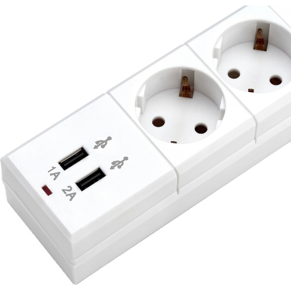 Сетевой фильтр Buro BU-SP1.8 на 6 розеток + 2 USB 1,8 м (992309)
