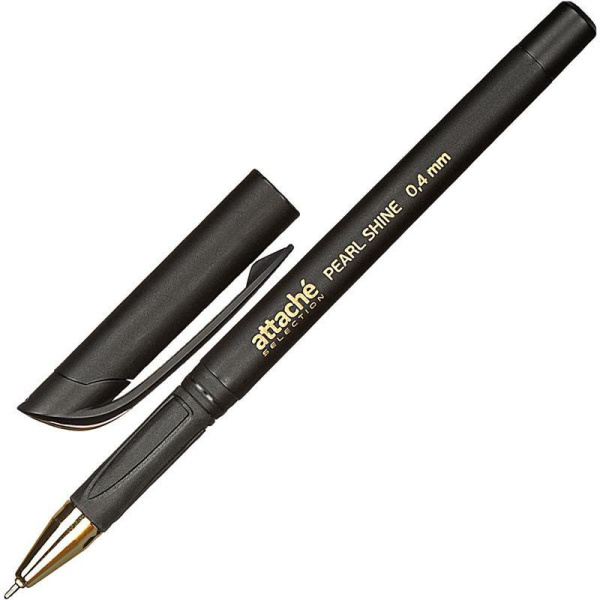 Ручка шариковая Attache Selection Pearl Shine синяя (черный корпус, толщина линии 0.4 мм)