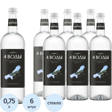 Вода питьевая 4 Воды газированная 0.75 л