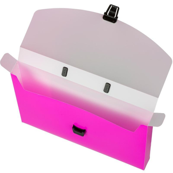 Папка-портфель пластиковая Attache Neon А4 розовая (335x230 мм, 1  отделение)