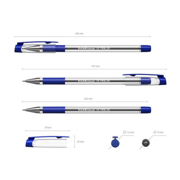 Ручка шариковая неавтоматическая ErichKrause Ultra-30 синяя (толщина  линии 0.26 мм)