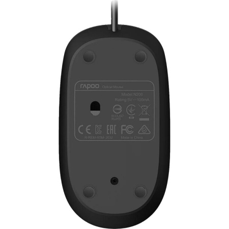 Мышь проводная Rapoo N200 черная