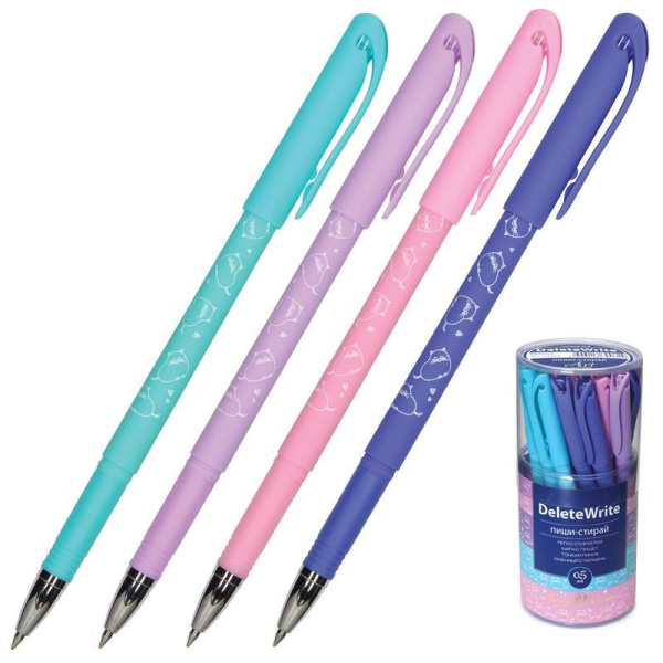 Ручка пиши-стирай неавтоматическая Bruno Visconti DeleteWrite Art Кошечка синяя (корпус в ассортименте, толщина линии 0.5 мм)