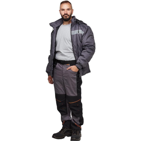 Куртка-бомбер рабочая зимняя мужская с СОП серая (размер 44-46, рост  170-176)