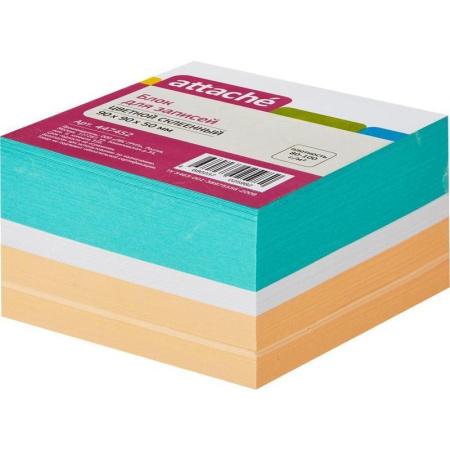 Блок-кубик Attache на склейке ( 9 х 9 х 5, цветной блок)